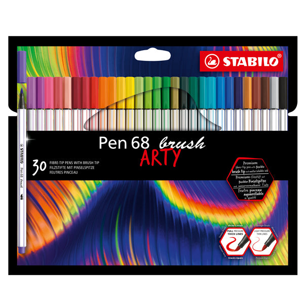 STABILO - 568-30-21-20 - Pennarello Pen 68 Brush Arty Line 568-30 - colori assortiti - Stabilo - astuccio 30 pezzi - 100059 - Conf. da 1 Pz.