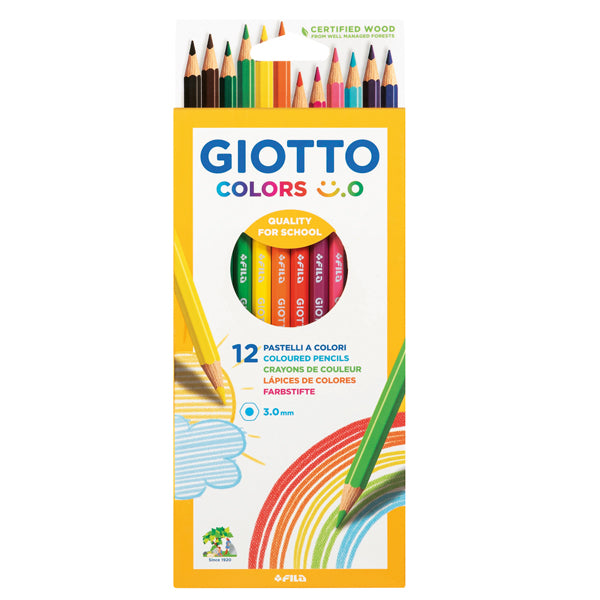 GIOTTO - F278300 - Pastelli colorati Colors 3.0 - diametro mina 3 mm - Giotto - astuccio 12 pezzi - 100061 - Conf. da 1 Pz.
