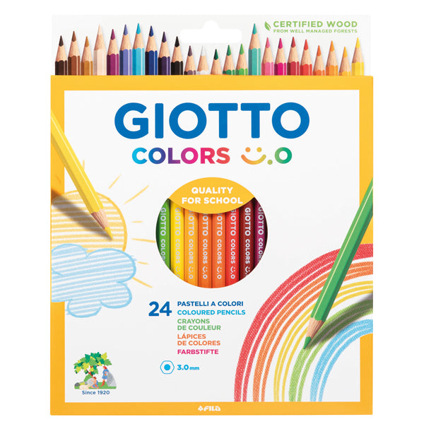 GIOTTO - F278400 - Pastelli colorati Colors 3.0 - diametro mina 3 mm - Giotto - astuccio 24 pezzi - 100062 - Conf. da 1 Pz.