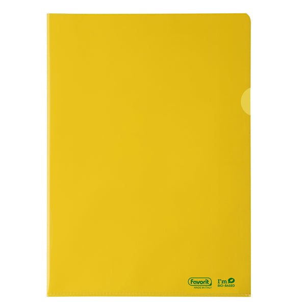 FAVORIT - 400182393 - Cartelline a L - 22 x 30 cm - PE Bio-Based - liscio superior - giallo - Favorit - conf. 25 pezzi - 100212 - Conf. da 1 Pz.