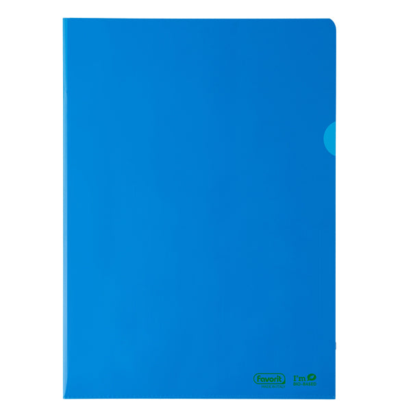 FAVORIT - 400182394 - Cartelline a L - 22 x 30 cm - PE Bio-Based - liscio superior - blu - Favorit - conf. 25 pezzi - 100213 - Conf. da 1 Pz.