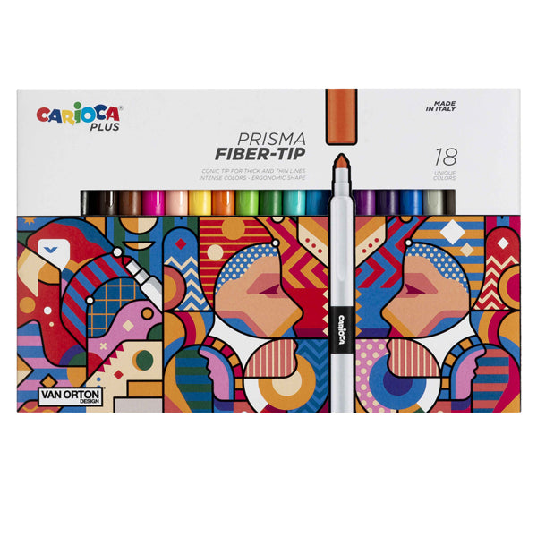 CARIOCA - 45206 - Pennarello Prisma - punta 3,7 mm - colori assortiti - Carioca Plus - conf. 18 pezzi - 100219 - Conf. da 1 Pz.
