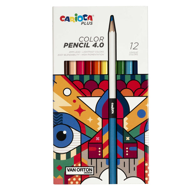 CARIOCA - 45201 - Matita colorata Color Pencil 4.0 - mina 4 mm - colori assortiti - Carioca Plus - conf. 12 pezzi - 100224 - Conf. da 1 Pz.