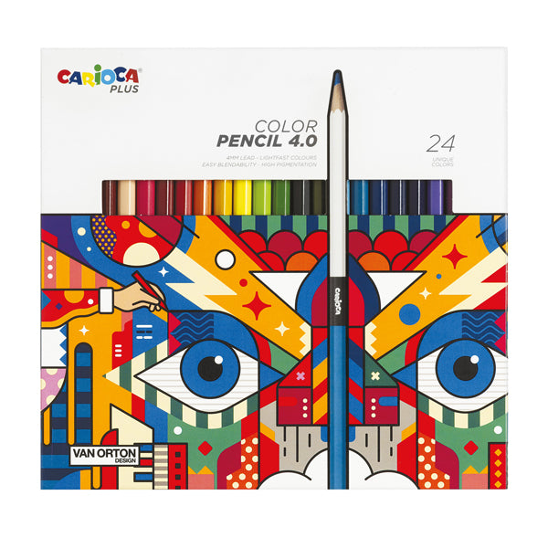 CARIOCA - 45203 - Matita colorata Color Pencil 4.0 - mina 4 mm - colori assortiti - Carioca Plus - conf. 24 pezzi - 100226 - Conf. da 1 Pz.