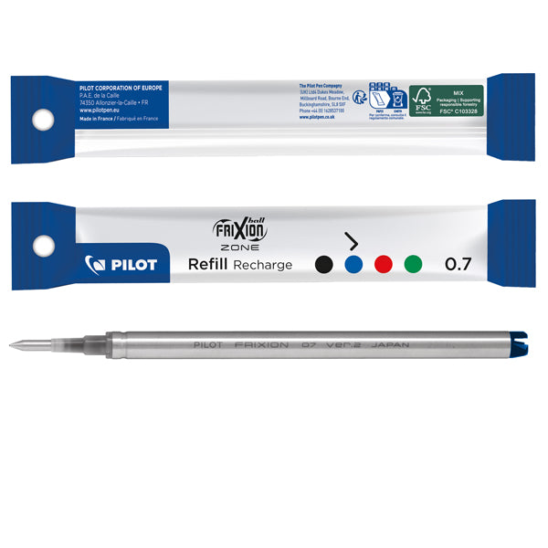 PILOT - 006891 - Refill sfera a scatto Frixionball Zone - punta 0,7 mm - blu - Pilot - 100403 - Conf. da 1 Pz.