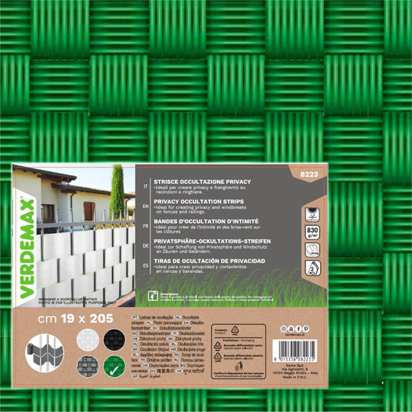 Verdemax - 8223 - Striscia di occultazione privacy - 19 x 205 cm - PVC - verde - Verdemax - 100460 - Conf. da 1 Pz.