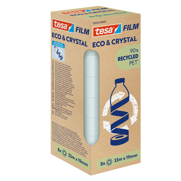 TESA - 59044-00000-00 - Nastro adesivo Eco Crystal - 19 mm x 33 m - Tesa - torre 8 pezzi - 100600 - Conf. da 1 Pz.