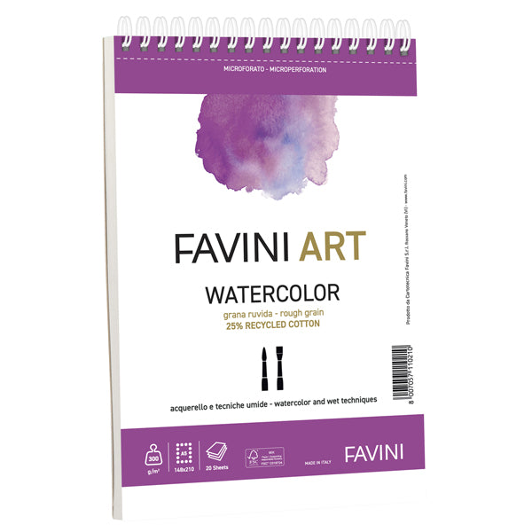 FAVINI - A290025 - Album spiralato Watercolor - A5 - 300 gr - 20 fogli - Favini Art - 100779 - Conf. da 1 Pz.