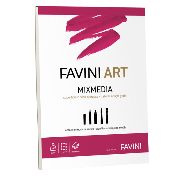 FAVINI - A420994 - Album collato Mix Media - A4 - 250 gr - 20 fogli - Favini Art - 100786 - Conf. da 1 Pz.