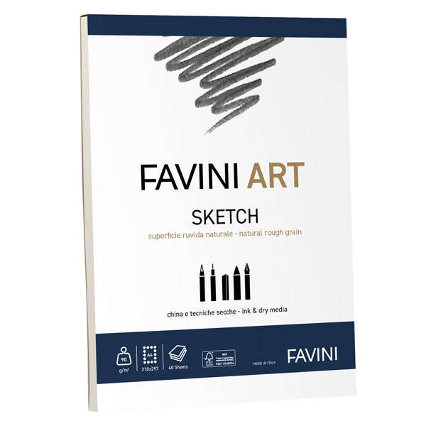 FAVINI - A420454 - Album collato Sketch - A4- 90 gr - 40 fogli - Favini Art - 100787 - Conf. da 1 Pz.