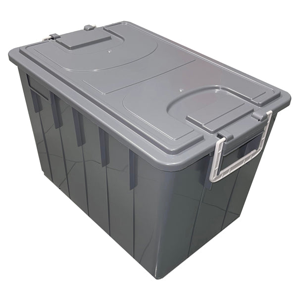 MobilPlastic - 143-60-GRI - Cassa multiuso - con coperchio e manici - 58 x 38 x 38 cm - 60 L - PP - grigio scuro-grigio chiaro - Mobil Plastic - 101105 - Conf. da 1 Pz.
