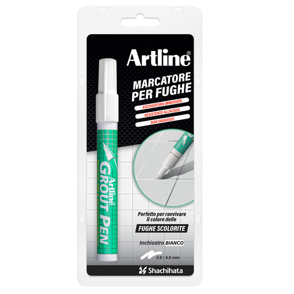ARTLINE - A 419 - Marcatore permanente per fughe Grout Pen - puna a scalpello - tratto 2,0-4,0 mm - bianco - Artline - 101132 - Conf. da 1 Pz.