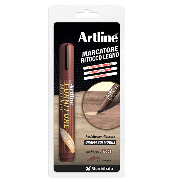 ARTLINE - A 95N-BL - Marcatore permanente per legno Furniture Marker - punta a scalpello - tratto 2,0-5,0 mm - noce - Artline - 101135 - Conf. da 1 Pz.