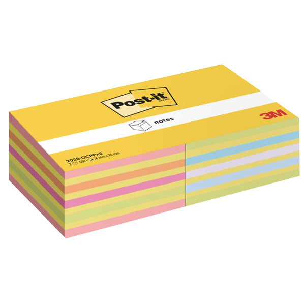 POST-IT - 7100321423 - Blocco foglietti Post it Cubo - 2028-0CPPX2 - 76 x 76 mm - colori assortiti neon-pastel - 450 fogli - Post it - conf. 2 blocchi - 101851 - Conf. da 1 Pz.