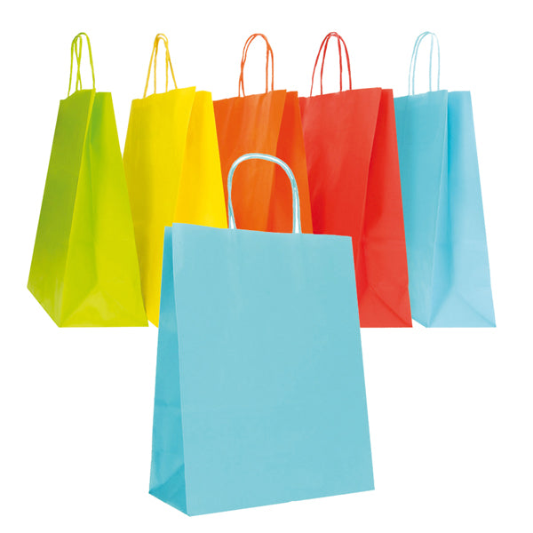 Mainetti Bags - 310003444BB25 - Shopper Twisted - maniglie cordino - 22 x 10 x 29 cm - carta biokraft - colori assortiti primavera-estate - Mainetti Bags - conf. 25 pezzi - 102058 - Conf. da 1 Pz.