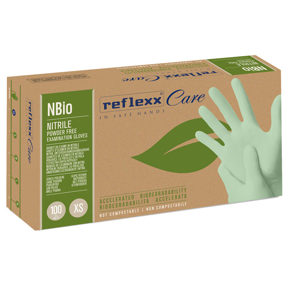 Reflexx - NBio-XS(6) - Guanti in nitrile bio - taglia XS - verde pastello - Reflexx - conf. 100 pezzi - 102160 - Conf. da 1 Pz.