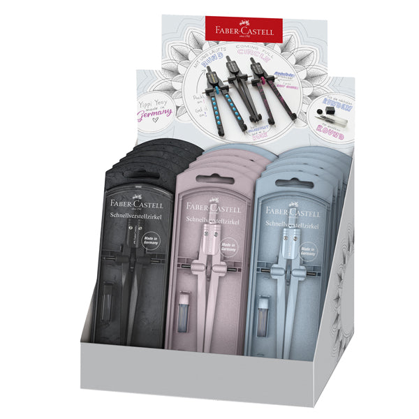FABER-CASTELL - 174585 - Compasso Quick Stream - colori assortiti - Faber Castell - expo 15 pezzi - 102356 - Conf. da 1 Pz.