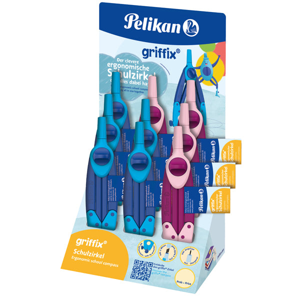 PELIKAN - 605519 - Compasso Griffix - colori assortiti - Pelikan - expo 9 pezzi - 102456 - Conf. da 1 Pz.