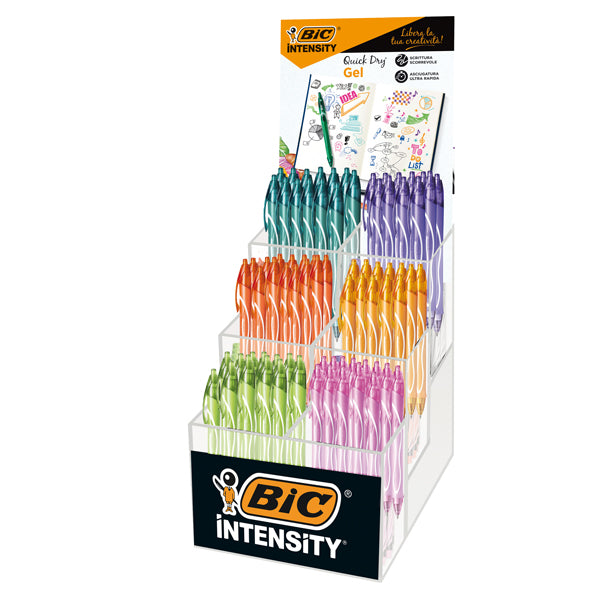 BIC - 520818 - Penna a sfera a scatto Intensity Gel Quick Dry - punta 0,7mm - colori assortiti - Bic - expo 102 pezzi - 102497 - Conf. da 1 Pz.