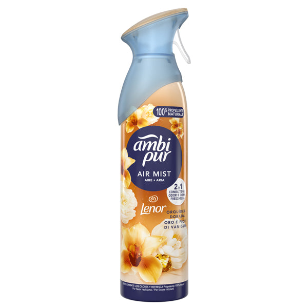 AMBIPUR - AH108 - Deodorante per ambienti Lenor - elimina ordori - 185 ml - oro e fiori di vaniglia - Ambi Pur - 102508 - Conf. da 1 Pz.