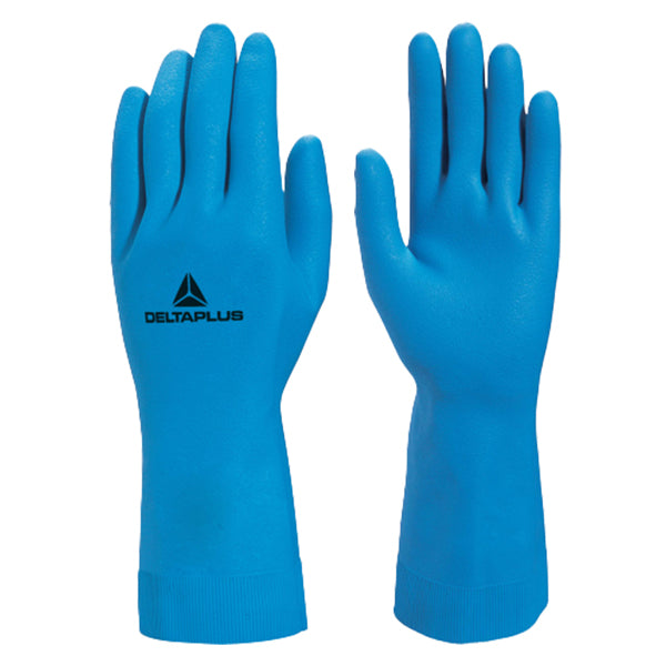 DELTAPLUS - VE440BL06 - Guanti chimici VE440 - per acidi e industria alimentare - taglia 6-7 - lattice - blu - Deltaplus - 102602 - Conf. da 12 Pz.