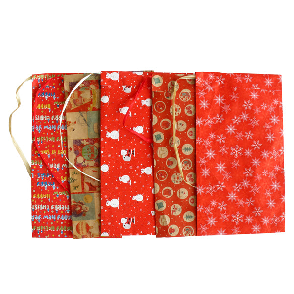 REX SADOCH - REXPK36R - Sacchetto regalo - fantasia Natale assortite - c- nastro rafia - 36 x 50 cm - carta - Rex Sadoch - 102708 - Conf. da 10 Pz.