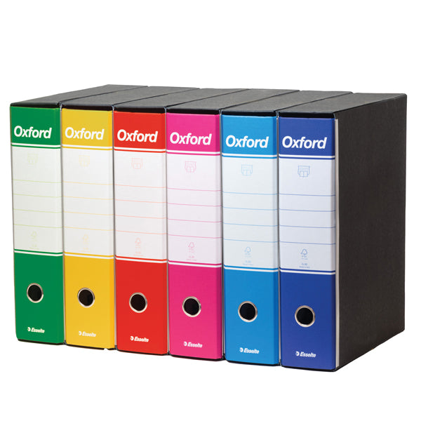 ESSELTE - 390785113 - Registratori Oxford G85 - dorso - 8 cm - protocollo 23x33 cm - colori assortiti - Esselte - conf. 6 pezzi - 102731 - Conf. da 1 Pz.