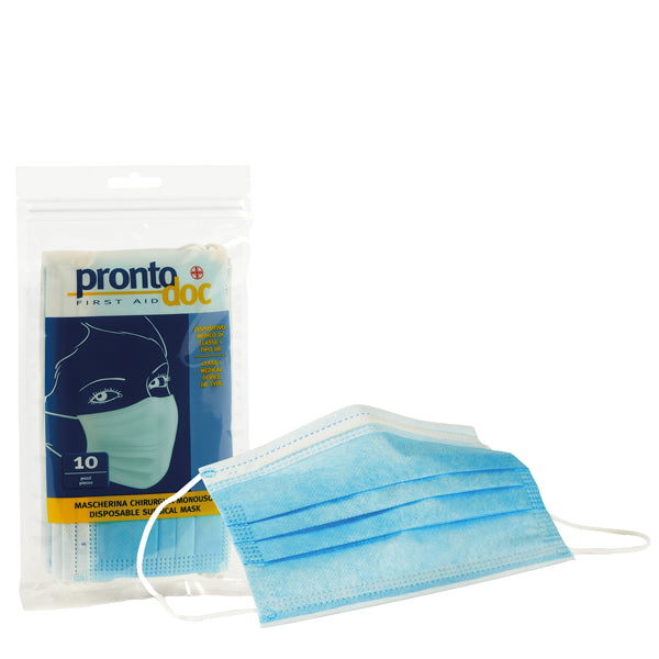 ProntoDoc - 4178 - Mascherina chirurgica monouso - tipo IIR - 3 veli - celeste - ProntoDoc - conf. 10 pezzi - 102963 - Conf. da 1 Pz.
