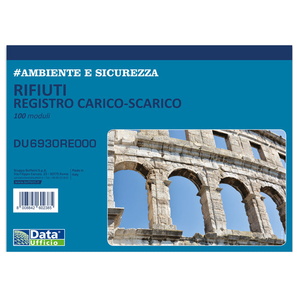 DATA UFFICIO - DU6930RE000 - Registro carico-scarico rifiuti - 100 copie - 29,7 x 21,5 cm - DU6930RE000 RENTRI - Data Ufficio - 103000 - Conf. da 2 Pz.