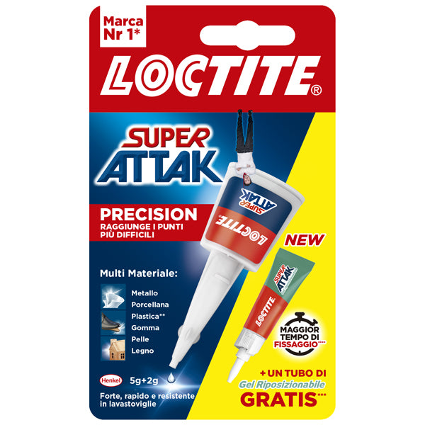 LOCTITE - 2992501 - Colla Super Attak Precision - 5 gr + 2 gr - Gel Riposizionabile - Loctite - 103018 - Conf. da 1 Pz.