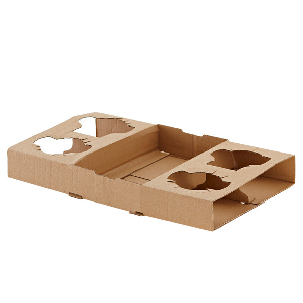 Leone - H0738 - Portabicchiere da asporto - 4 posti - 29 x 17,5 x 3,5 cm - carta kraft - avana - Leone - conf. 50 pezzi - 103020 - Conf. da 1 Pz.