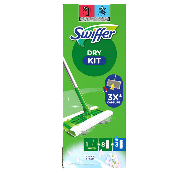 SWIFFER - PG264 - Swiffer Dry Starter Kit completo (8 panni + 3 panni wet) - Swiffer - 103046 - Conf. da 1 Pz.