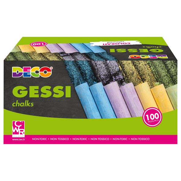 DECO - MY-CA100 - Gessetti tondi - ø 10 x 81 mm - colori assortiti - Deco - Scatola 100 gessetti tondi - 103093 - Conf. da 1 Pz.
