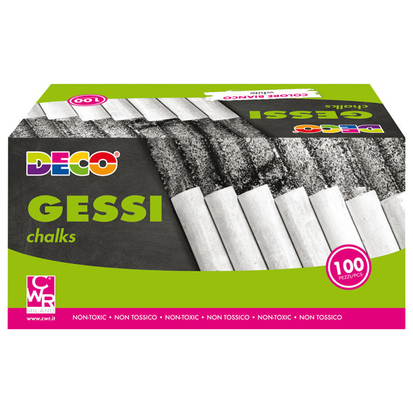 DECO - MY-W100 - Gessetti tondi - ø 10 x 81 mm - bianco - Deco - Scatola 100 gessetti tondi - 103095 - Conf. da 1 Pz.