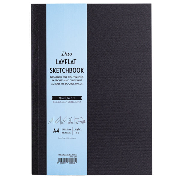 MUSA - MU224294 - Sketchbook Duo Layflat - A4 - 105 gr - 60 pag - copertina nera - MUSA - 103112 - Conf. da 1 Pz.