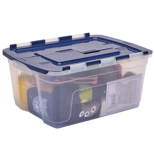 BANKERS BOX - 100135774 - Contenitore multiuso Bankers Box - 43 x 59 x 28 cm - 45 L - PP - con coperchio a cerniera blu - trasparente - Fellowes - 103356 - Conf. da 1 Pz.