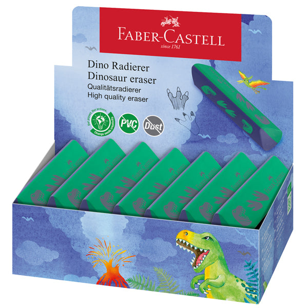 FABER-CASTELL - 188750 - Gomma triangolare dinosauro - colori assortiti - Faber Castell - expo 15 pezzi - 103392 - Conf. da 1 Pz.
