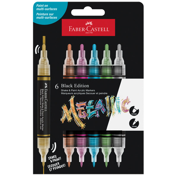 FABER-CASTELL - 285517 - Marcatori Shake&Paint - colori assoriti metallic - Faber-Castell - conf. 6 pz - 103397 - Conf. da 1 Pz.
