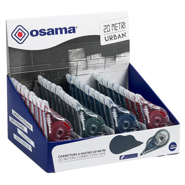 OSAMA - OW 84040233 - Correttore a nastro 20 Metri - 5 mm x 20 m - involucro colori assortiti Urban - Osama - conf. 36 pezzi - 103470 - Conf. da 1 Pz.