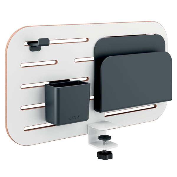 LEITZ - 65480000 - Pannello forato piccolo - per scrivanie compatte Sit-Stand - con portapenne, gancio e portariviste - 42 x 25 x 0,8 cm - grigio chiar o - Leitz - 103578 - Conf. da 1 Pz.