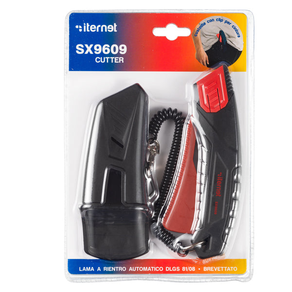 ITERNET - 4338C - Cutter Super Safety SX 9609 - con custodia - lama a rientro automatico - Iternet - 103636 - Conf. da 1 Pz.