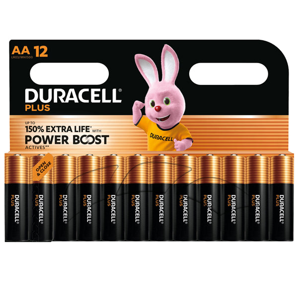 DURACELL - DU0123 - Pila stilo AA - 1,5V - Plus Powerboost - MN1500 - Duracell - blister 12 pezzi - 103669 - Conf. da 1 Pz.