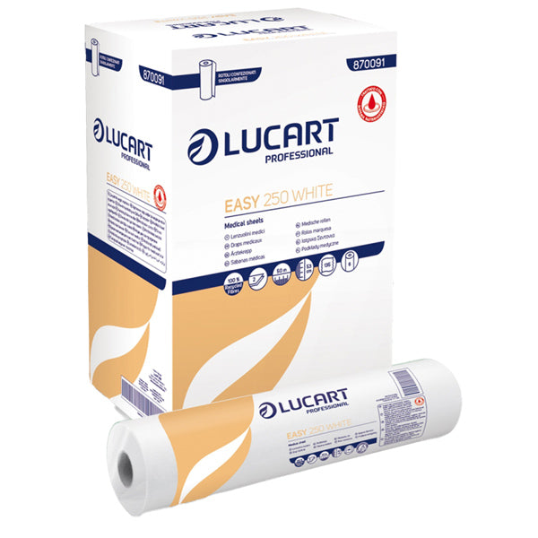 Lucart - 870091J - Lenzuolino medico EASY 250 WHITE - diametro 12 cm - 53 cm x 50 m - bianco - Lucart - 103800 - Conf. da 1 Pz.