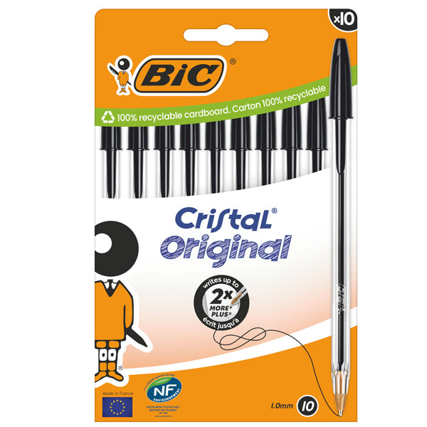 BIC - 516353 - Penna a sfera Cristal - punta media 1,0mm - nero - Bic - conf. 10 pezzi - 103962 - Conf. da 1 Pz.