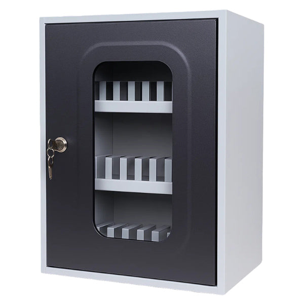 METALPLUS - 5570-30VGRIGIO - Cassetta portacellulare con anta trasparente - 30 posti - 30 x 23 x 40cm - grigio - Metalplus - 104012 - Conf. da 1 Pz.