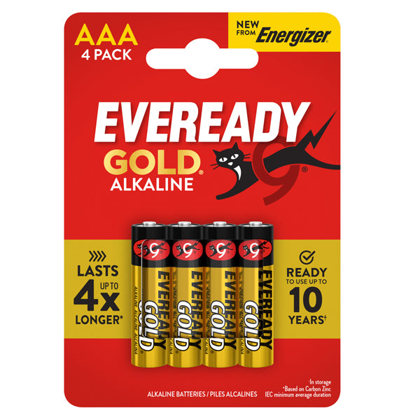 Energizer - U500003 - Pila ministilo AAA - 1,5V - Eveready Gold - alcalina - Energizer - blister 4 pezzi - 104092 - Conf. da 1 Pz.
