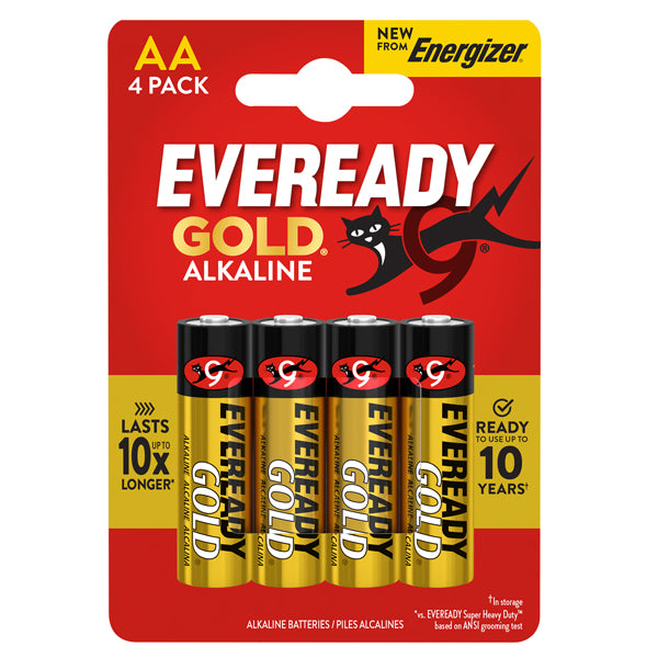 Energizer - U500006 - Pila stilo AA - 1,5V - Eveready Gold- alcalina - Energizer - blister 4 pezzi - 104093 - Conf. da 1 Pz.