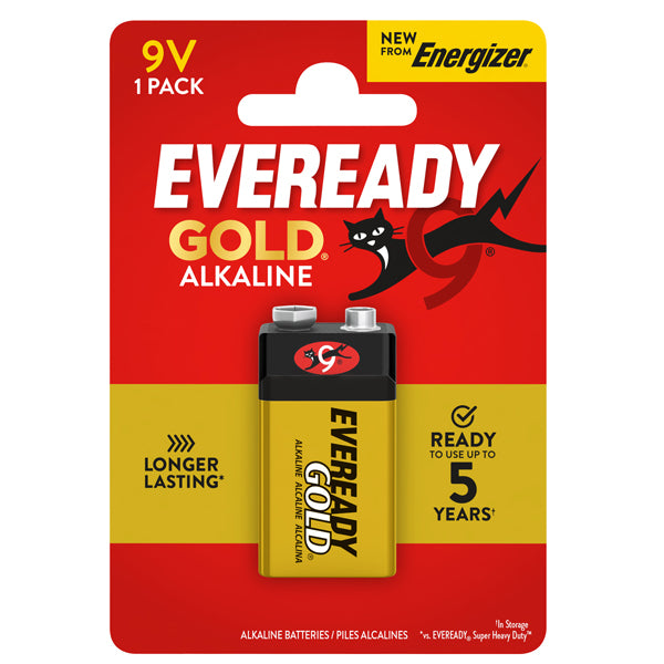 Energizer - U500061 - Pila Transistor - 9V - Eveready Gold- alcalina - Energizer - blister 1 pezzo - 104098 - Conf. da 1 Pz.