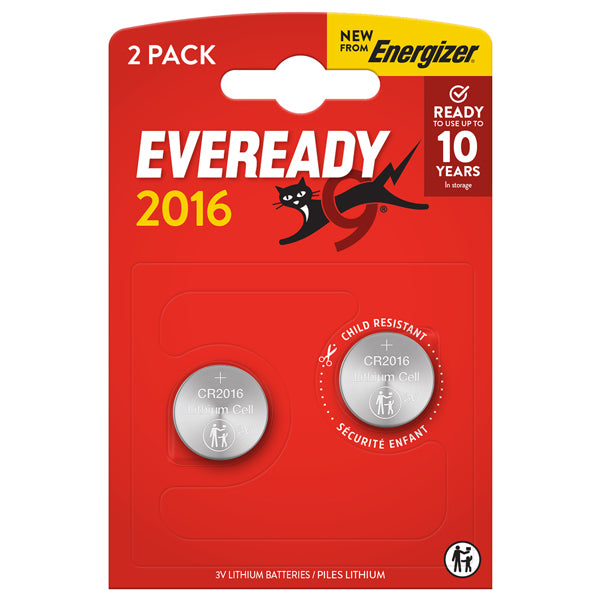 Energizer - U302016 - Micropila Eveready Lithium CR2016 - 3V - a pastiglia - litio - Energizer - blister 2 pezzi - 104105 - Conf. da 1 Pz.