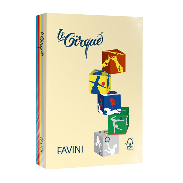 FAVINI - A71X544 - Carta Le Cirque - A4 - 80 gr - mix 5 colori tenui + mix 5 colori forti - Favini - conf. 500 fogli - 104123 - Conf. da 1 Pz.